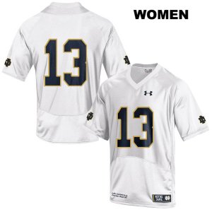 Notre Dame Fighting Irish Women's Lawrence Keys III #13 White Under Armour No Name Authentic Stitched College NCAA Football Jersey WVS6399LM